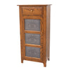 Single Door Oak Wood Pie Safe with Copper Wheat Tins | O-MC