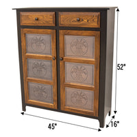 Double Door Black & Wood Pie Safe with Copper Wheat Tins | M-EB&E-MC