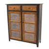 Double Door Black & Wood Pie Safe with Copper Wheat Tins | M-EB&E-MC