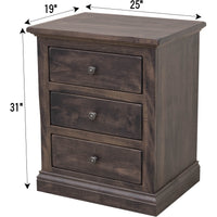 Walnut Creek Amish 3-Drawer Nightstand