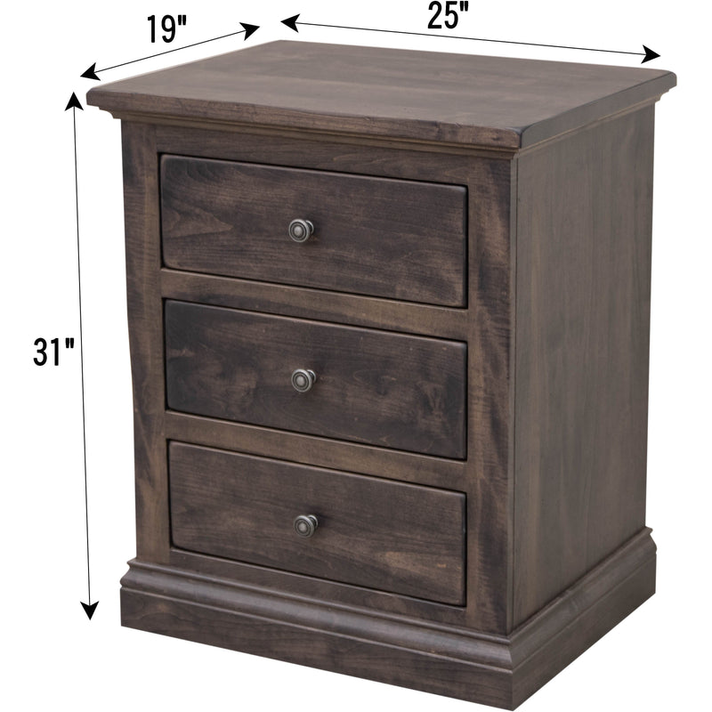 Walnut Creek Amish 3-Drawer Nightstand