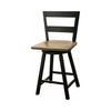 Sharon 24" Black & Wood 2-Slat Swivel Bar Stool | M-EB&DCD