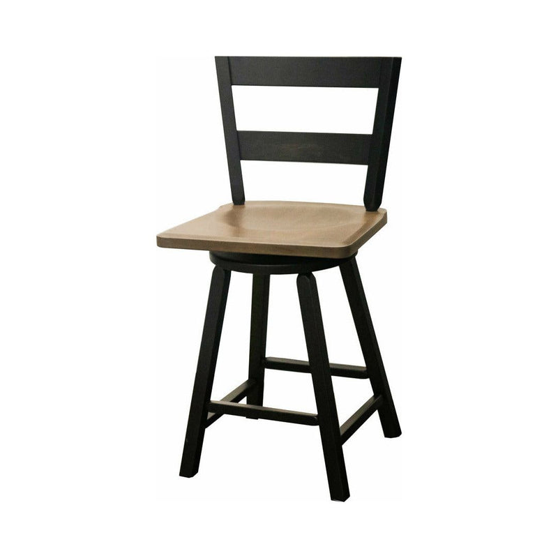 Sharon 24" Black & Wood 2-Slat Swivel Bar Stool | M-EB&DCD