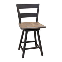 Sharon 24" Black & Wood 2-Slat Swivel Bar Stool | O-EB&RQSWO-SB