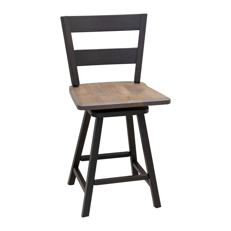 Sharon 24" Black & Wood 2-Slat Swivel Bar Stool | O-EB&RQSWO-SB