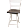 Sharon 24" White & Wood 2-Slat Swivel Bar Stool | M-DW&RQSWO-DK
