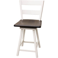 Sharon 24" White & Wood 2-Slat Swivel Bar Stool | M-DW&RQSWO-DK