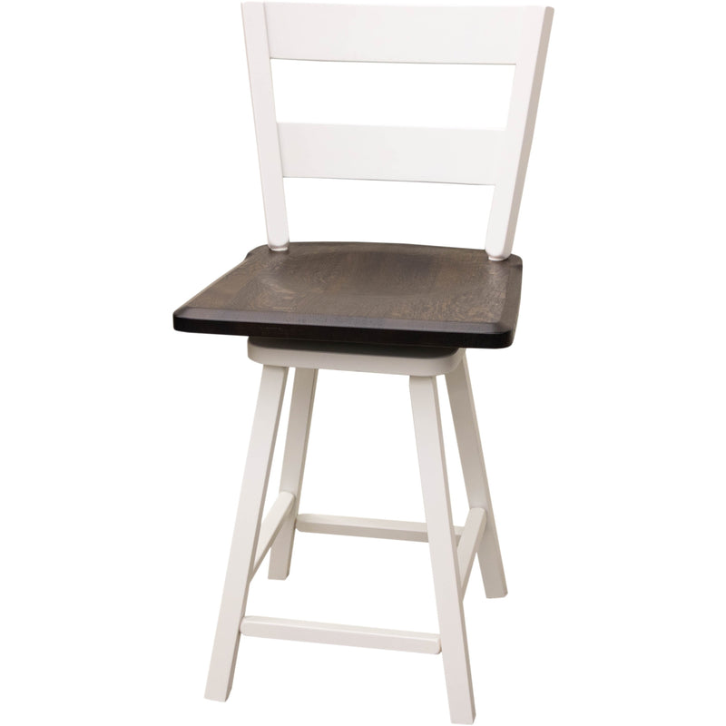 Sharon 24" White & Wood 2-Slat Swivel Bar Stool | M-DW&RQSWO-DK