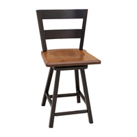 Sharon 24" Black & Wood 2-Slat Swivel Bar Stool | M-EB&RQSWO-GB