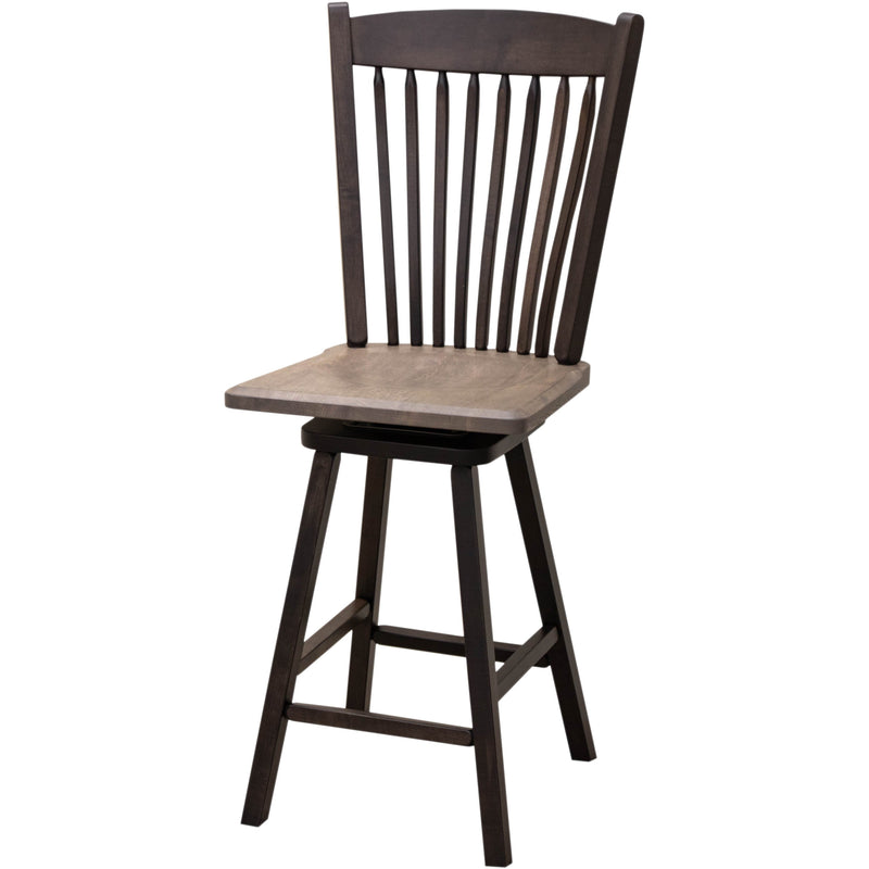 Pose Mission 24" Black & Wood Arch Top Swivel Bar Stool | M-DK&RWO-GRB