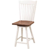 Pose Mission 24" White & Wood Arch Top Swivel Bar Stool | M-DW&W-NAT