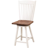Pose Mission 24" White & Wood Arch Top Swivel Bar Stool | M-DW&W-NAT