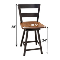 Sharon 24" Hickory Wood 2-Slat Swivel Bar Stool | WB