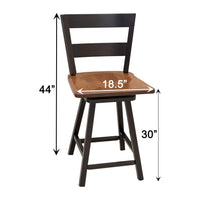 Sharon 24" Hickory Wood 2-Slat Swivel Bar Stool | WB