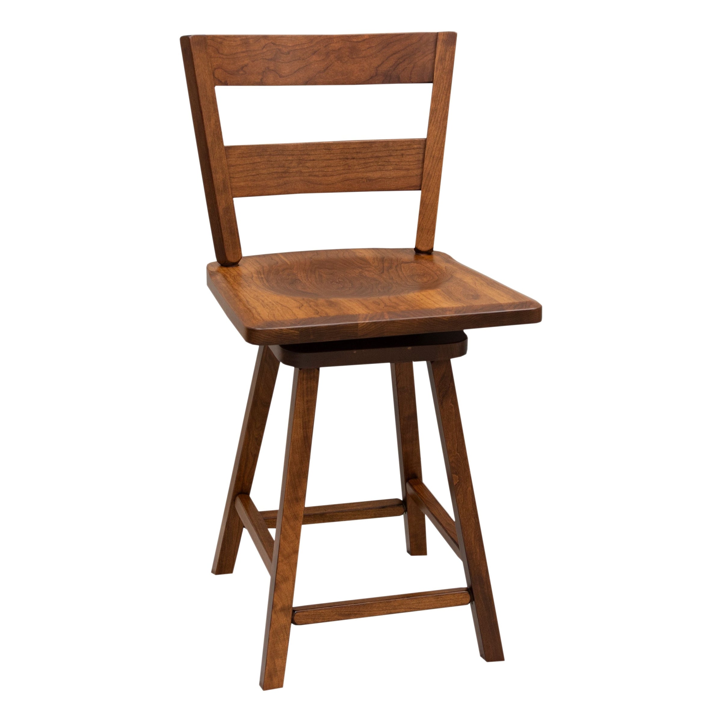 Sharon 24" Cherry Wood 2-Slat Swivel Bar Stool | MC