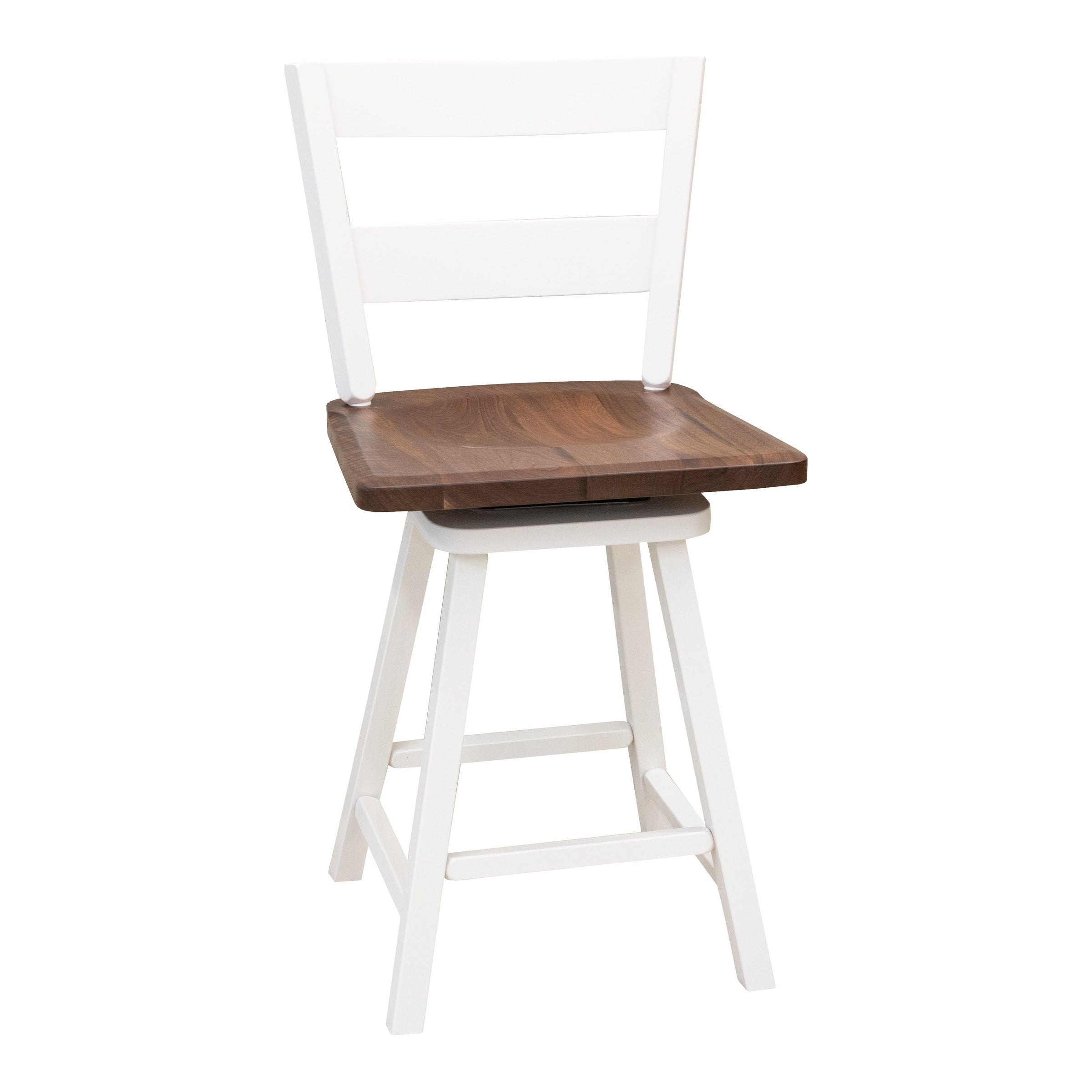 Sharon 24" White & Wood 2-Slat Swivel Bar Stool | M-DW&W-NAT