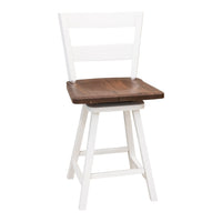 Sharon 24" White & Wood 2-Slat Swivel Bar Stool | M-DW&W-NAT
