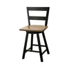 Sharon 24" Black & Wood 2-Slat Swivel Bar Stool | M-EB&DCD