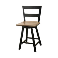 Sharon 24" Black & Wood 2-Slat Swivel Bar Stool | M-EB&DCD