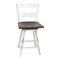 Sharon 24" White & Wood 2-Slat Swivel Bar Stool | M-GW&RWO-SB