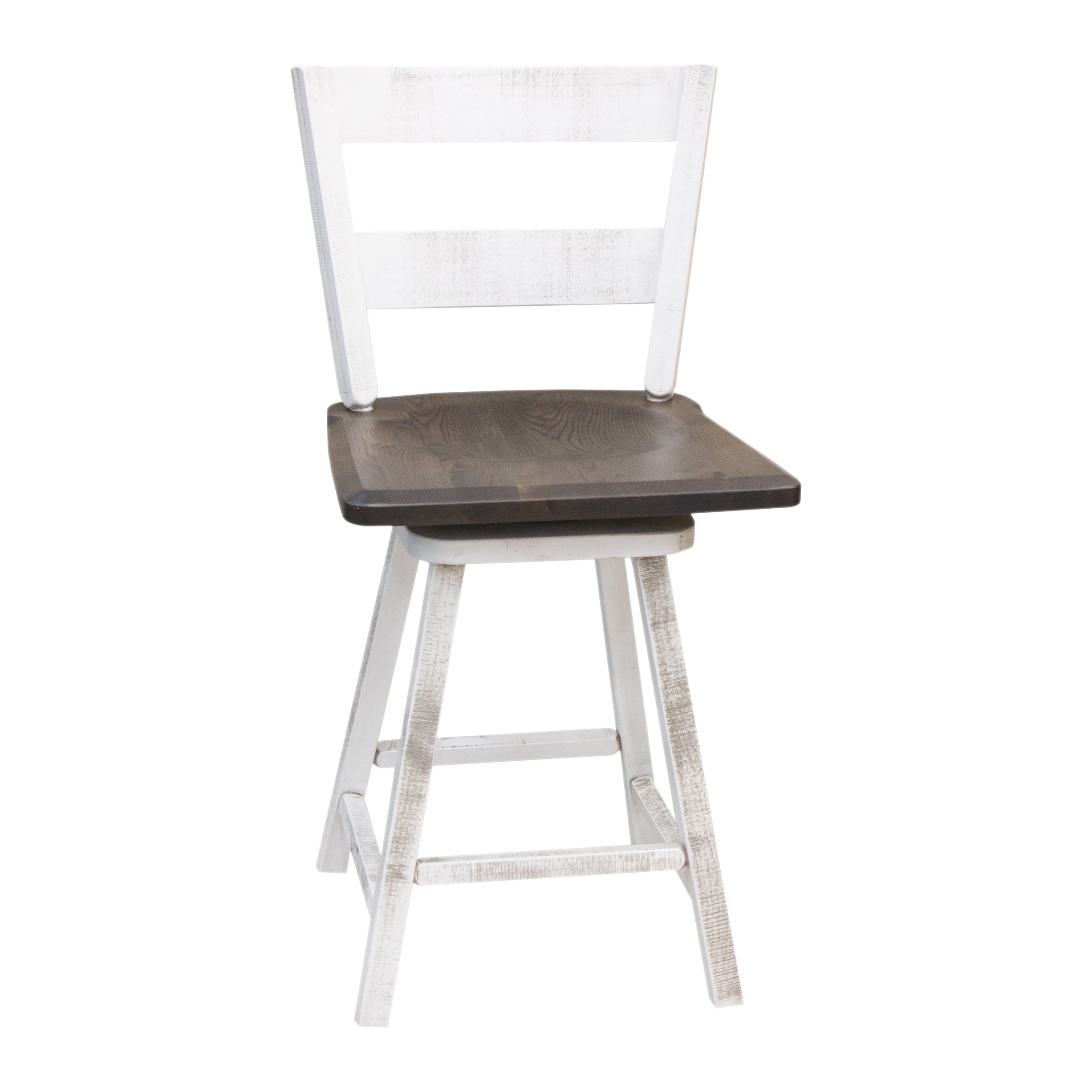 Sharon 24" White & Wood 2-Slat Swivel Bar Stool | M-GW&RWO-SB