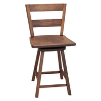 Sharon 24" Hickory Wood 2-Slat Swivel Bar Stool | ASB