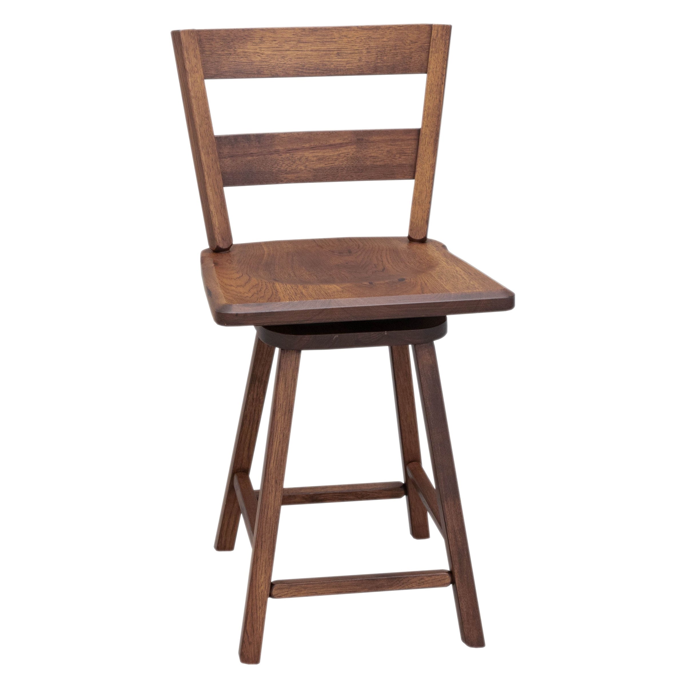Sharon 24" Hickory Wood 2-Slat Swivel Bar Stool | ASB