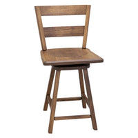 Sharon 24" Hickory Wood 2-Slat Swivel Bar Stool | CO