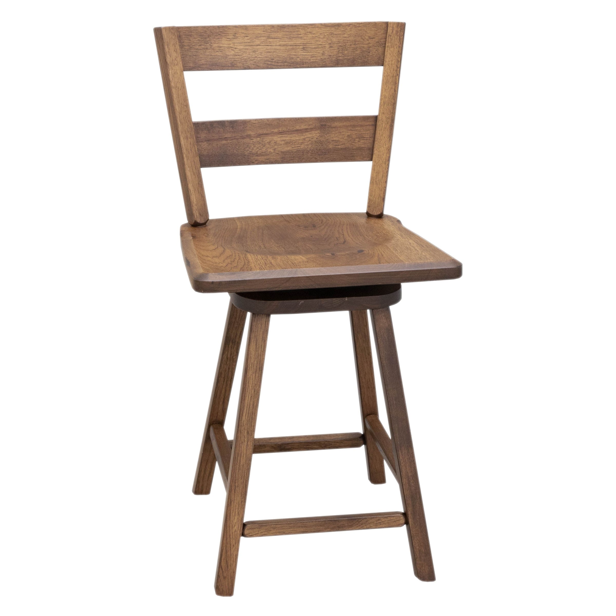 Sharon 24" Hickory Wood 2-Slat Swivel Bar Stool | CO