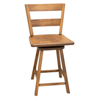 Sharon 24" Hickory Wood 2-Slat Swivel Bar Stool | HC
