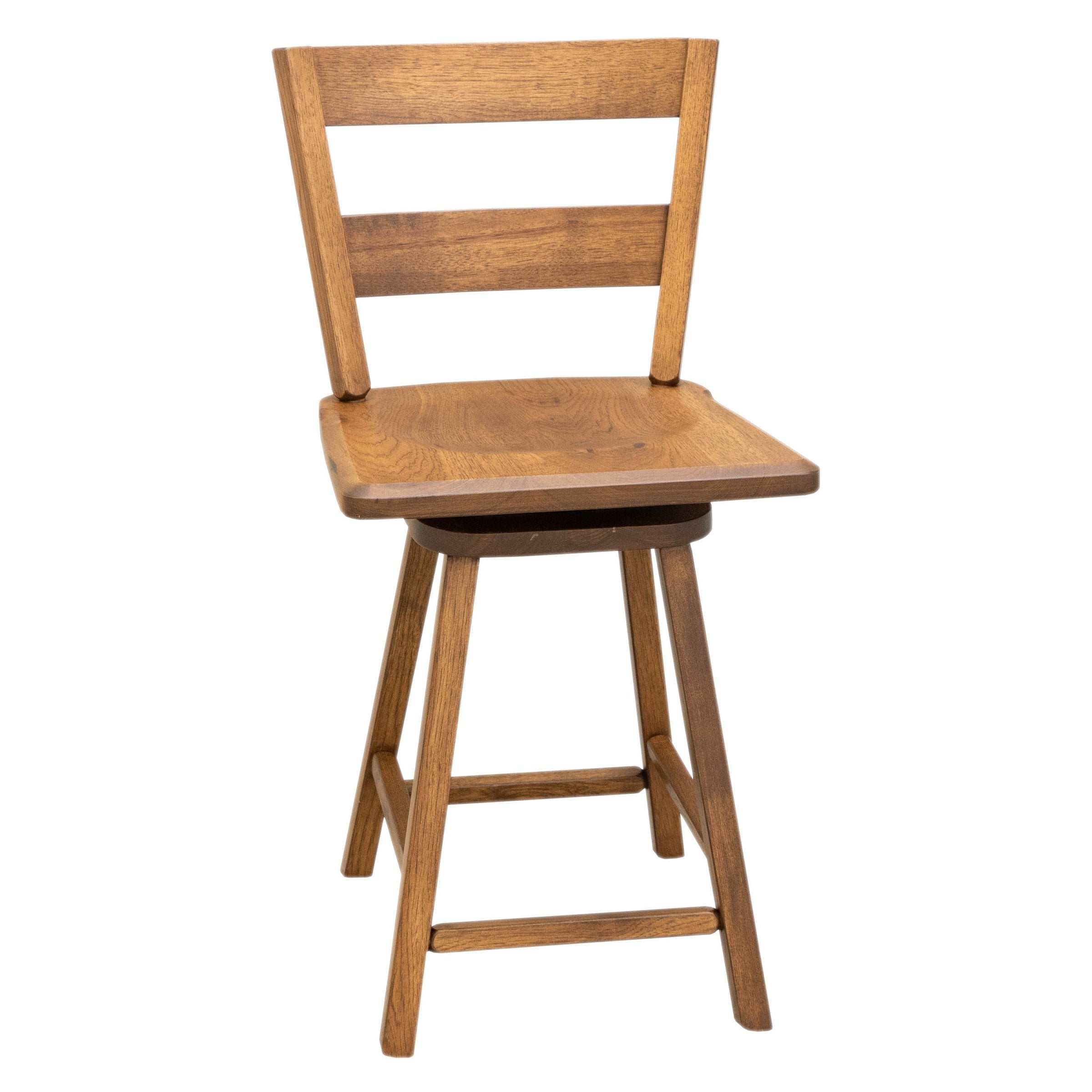 Sharon 24" Hickory Wood 2-Slat Swivel Bar Stool | HC