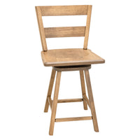 Sharon 24" Hickory Wood 2-Slat Swivel Bar Stool | WB