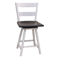 Sharon 24" White & Wood 2-Slat Swivel Bar Stool | M-AV&GS