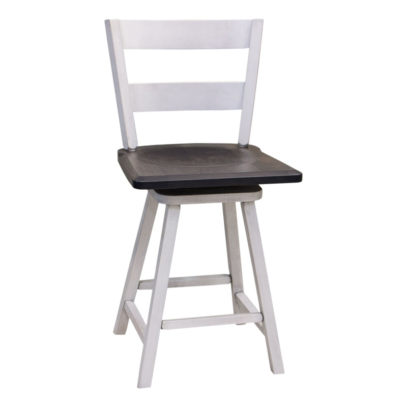 Sharon 24" White & Wood 2-Slat Swivel Bar Stool | M-AV&GS