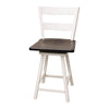 Sharon 24" White & Wood 2-Slat Swivel Bar Stool | M-DW&RQSWO-DK