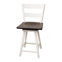 Sharon 24" White & Wood 2-Slat Swivel Bar Stool | M-DW&RQSWO-DK