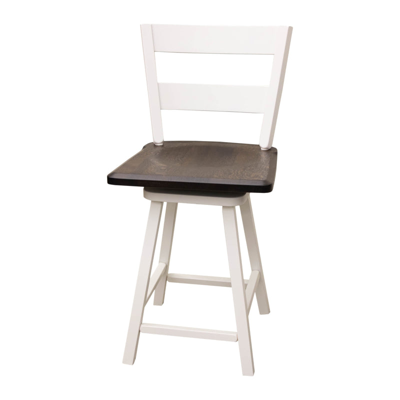 Sharon 24" White & Wood 2-Slat Swivel Bar Stool | M-DW&RQSWO-DK