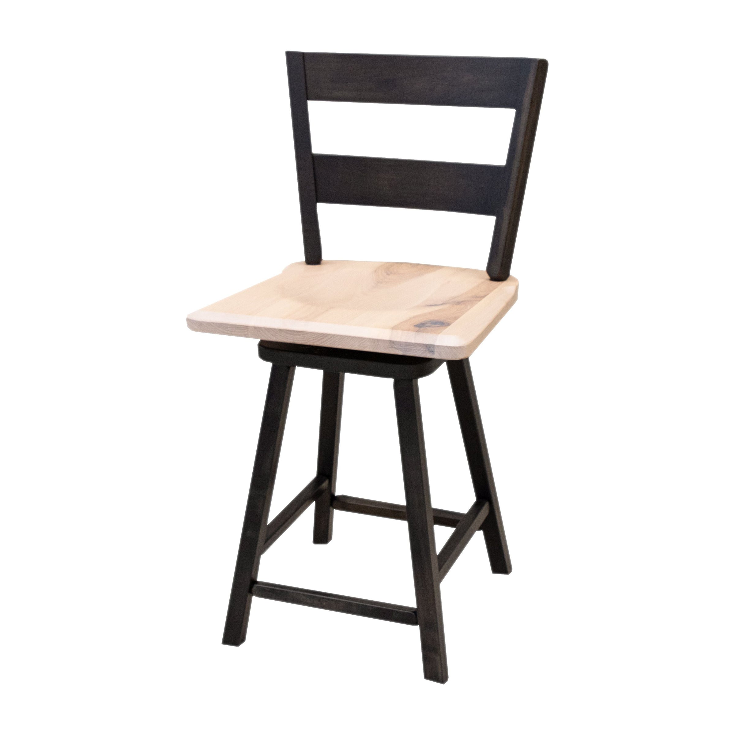 Sharon 24" Black & Wood 2-Slat Swivel Bar Stool | M-DK&RH-SW