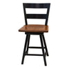 Sharon 24" Black & Wood 2-Slat Swivel Bar Stool | M-EB&E-MC