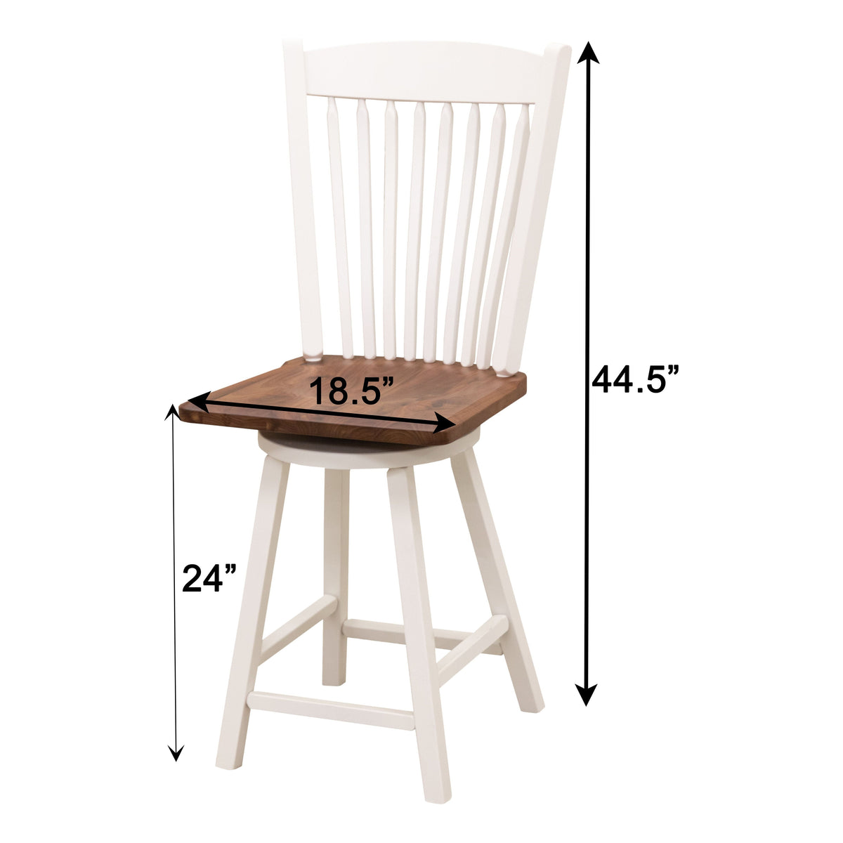 Pose Mission 24" White & Wood Arch Top Swivel Bar Stool | M-DW&W-NAT