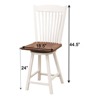 Pose Mission 24" White & Wood Arch Top Swivel Bar Stool | M-DW&W-NAT