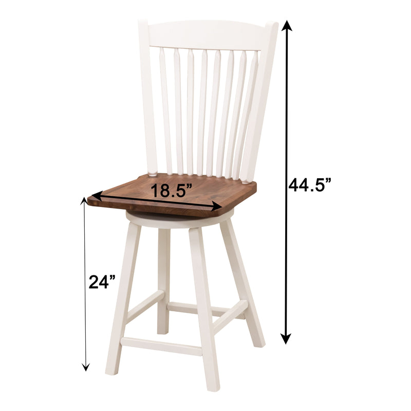 Pose Mission 24" White & Wood Arch Top Swivel Bar Stool | M-DW&W-NAT