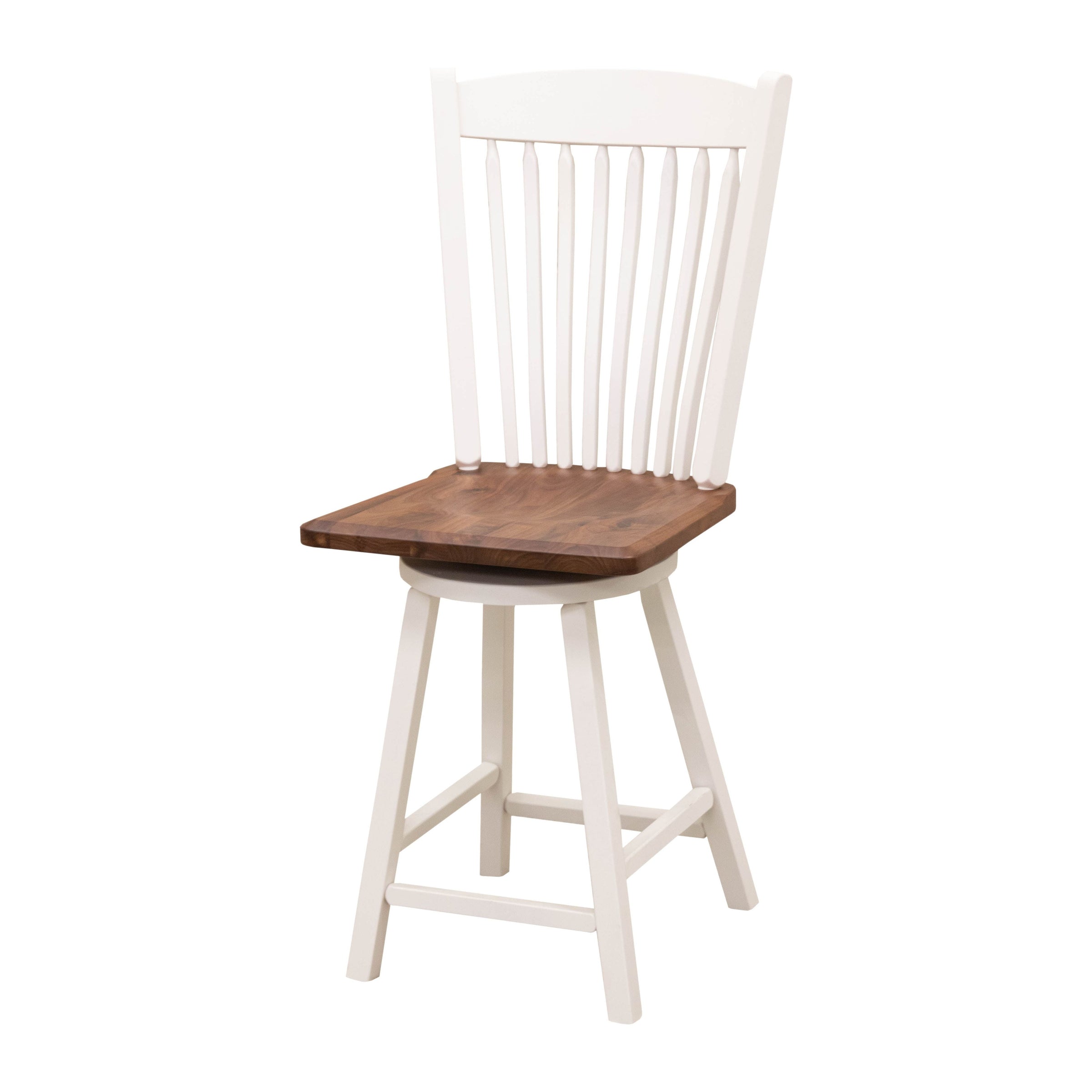 Pose Mission 24" White & Wood Arch Top Swivel Bar Stool | M-DW&W-NAT