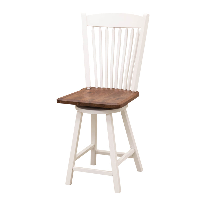 Pose Mission 24" White & Wood Arch Top Swivel Bar Stool | M-DW&W-NAT