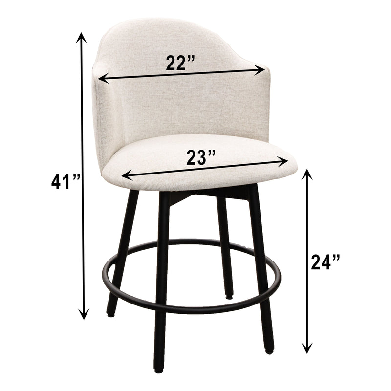 Dover 24" Upholstered Swivel Bar Stool with Black Metal Base | C2-39