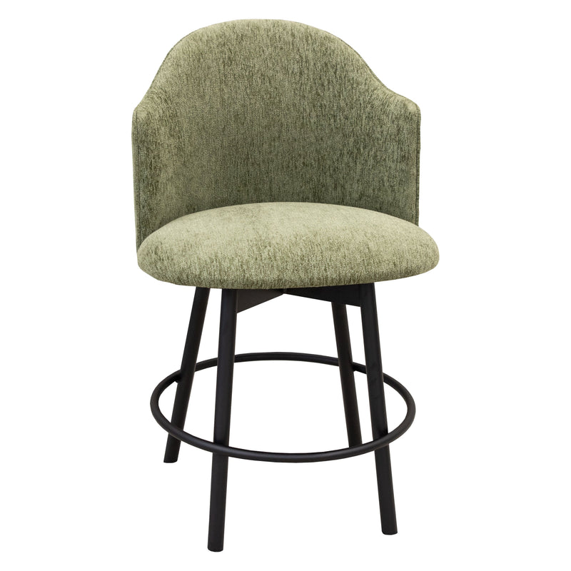 Dover 24" Upholstered Swivel Bar Stool with Black Metal Base | 7-94