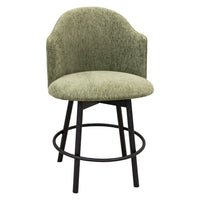 Dover 24" Upholstered Swivel Bar Stool with Black Metal Base | 7-94