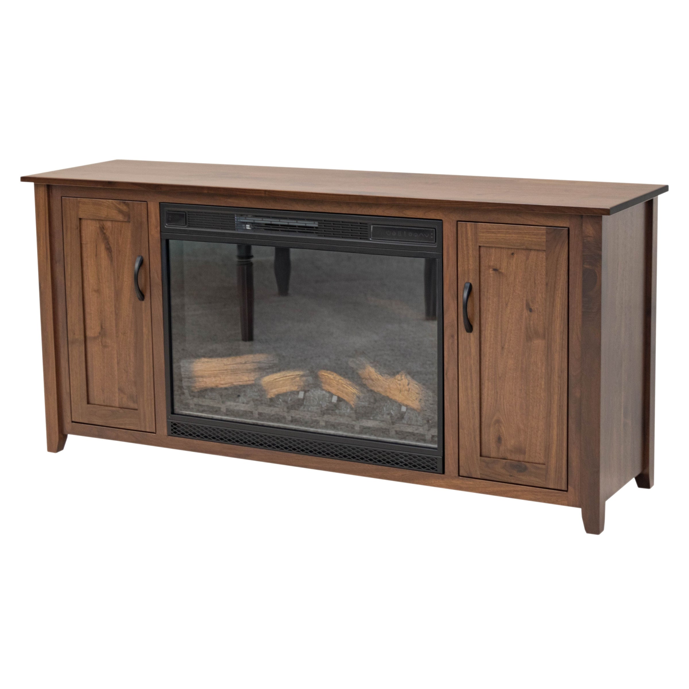 Dover 72" Walnut Wood TV Console with Electric Fireplace Insert | CO