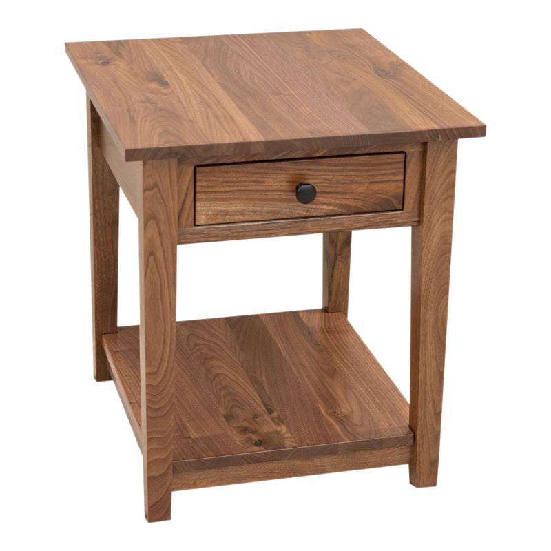 Dover Walnut Wood Large Square Open End Table | NAT