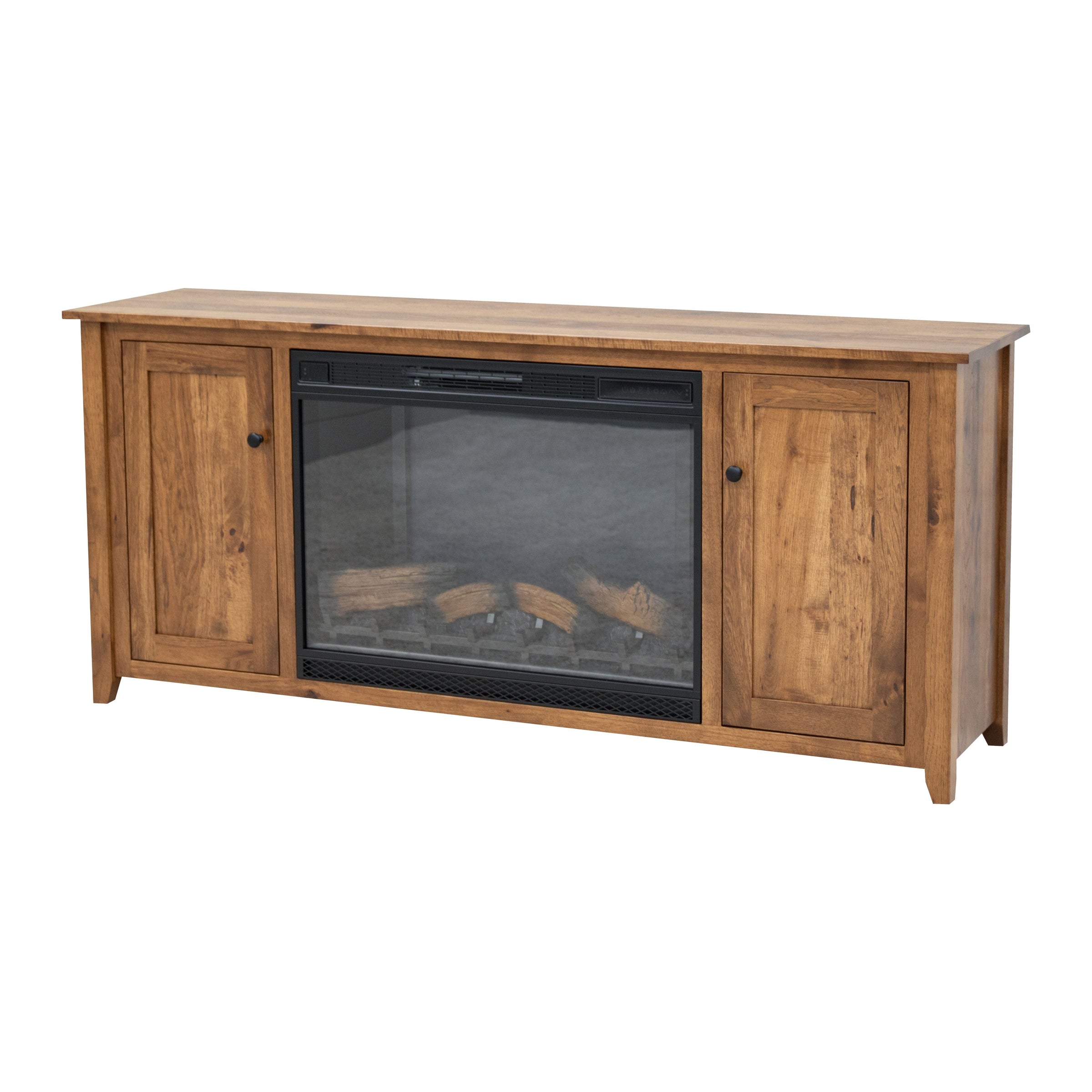 Dover 72" Hickory Wood TV Console with Electric Fireplace Insert | CO